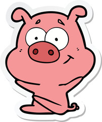 sticker of a happy cartoon pig