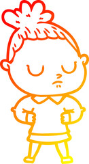 warm gradient line drawing cartoon calm woman