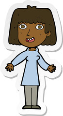 sticker of a cartoon happy woman