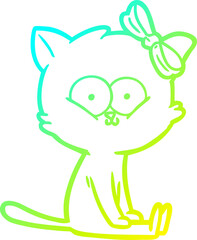 cold gradient line drawing cartoon cat