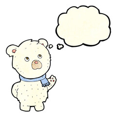 cartoon cute polar bear with thought bubble