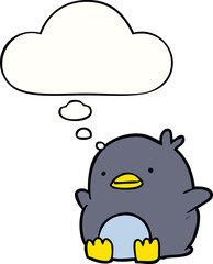 cute cartoon penguin and thought bubble