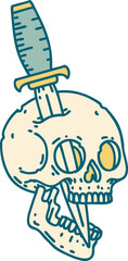 tattoo style icon of a skull and dagger