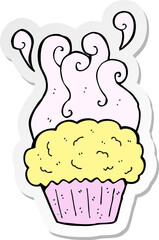 sticker of a cartoon cupcake