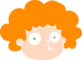 flat color illustration cartoon big hair boy