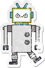 distressed sticker of a cute cartoon robot