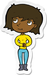sticker of a cartoon friendly woman