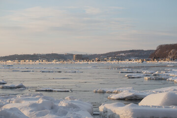 Sea ice in bay in Abashiri City, Hokkaido © Alexandra Scotcher