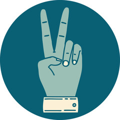 peace symbol two finger hand gesture icon