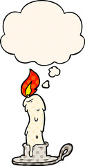 cartoon candle and thought bubble in comic book style