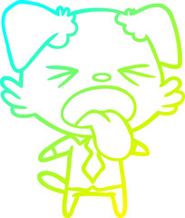 cold gradient line drawing cartoon disgusted dog