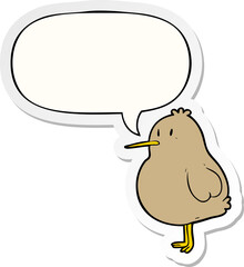 cute cartoon kiwi bird and speech bubble sticker