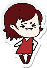 sticker of a annoyed cartoon vampire girl