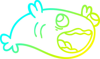 cold gradient line drawing cartoon fish