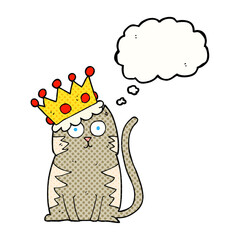 thought bubble cartoon cat with crown