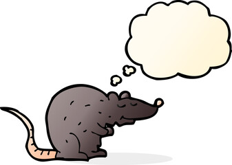 cartoon black rat with thought bubble
