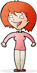 cartoon excited woman