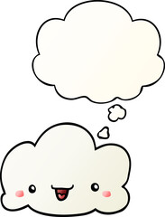cartoon cloud and thought bubble in smooth gradient style