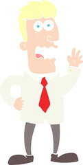 flat color illustration of a cartoon businessman