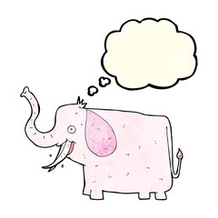 cartoon happy elephant with thought bubble