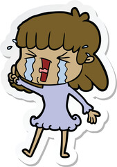 sticker of a cartoon woman in tears