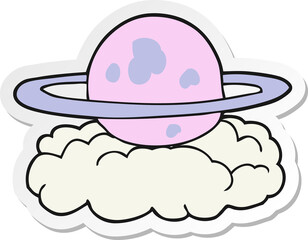 sticker of a cartoon alien planet