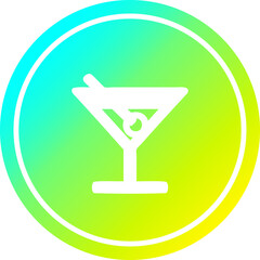 cocktail with olive circular in cold gradient spectrum