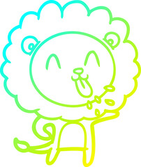 cold gradient line drawing happy cartoon lion