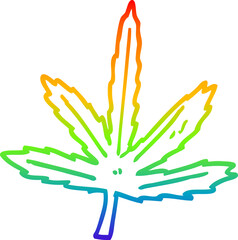 rainbow gradient line drawing cartoon marijuana leaf
