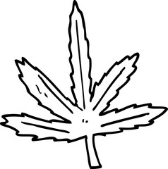 line drawing cartoon marijuana leaf
