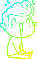 cold gradient line drawing cartoon excited man