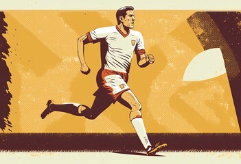 Illustration soccer player running on the field. Generative Ai.	
