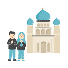 couple people muslim illustration