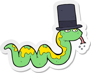 sticker of a cartoon snake in top hat