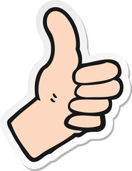 sticker of a cartoon thumbs up sign