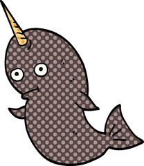 cartoon doodle narwhal