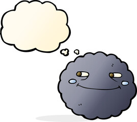 cartoon happy rain cloud with thought bubble