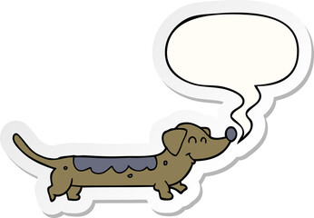 cartoon dog and speech bubble sticker