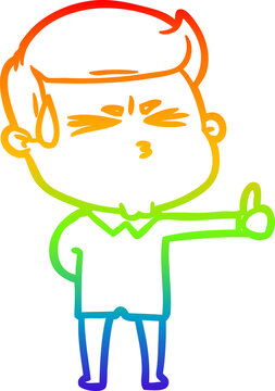 recommend clip art: rainbow gradient line drawing cartoon man sweating
