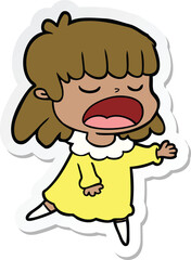 sticker of a cartoon woman talking loudly