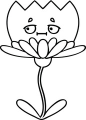 line drawing cartoon flower
