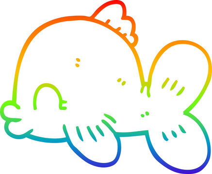 recommend clip art: rainbow gradient line drawing cartoon fish swimming