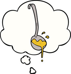 cartoon ladle of soup and thought bubble
