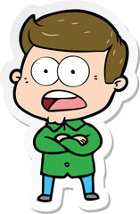 sticker of a cartoon shocked man