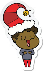 sticker of a laughing cartoon man