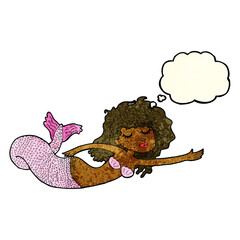 cartoon mermaid with thought bubble