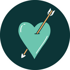 tattoo style icon of an arrow and heart