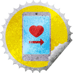 dating app on cell phone round sticker stamp