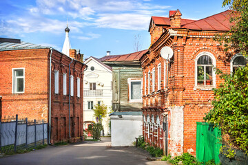Fototapeta premium Ancient brick buildings, Nagornaya street, Gorokhovets