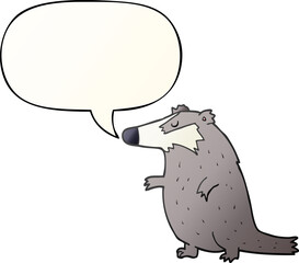 cartoon badger and speech bubble in smooth gradient style